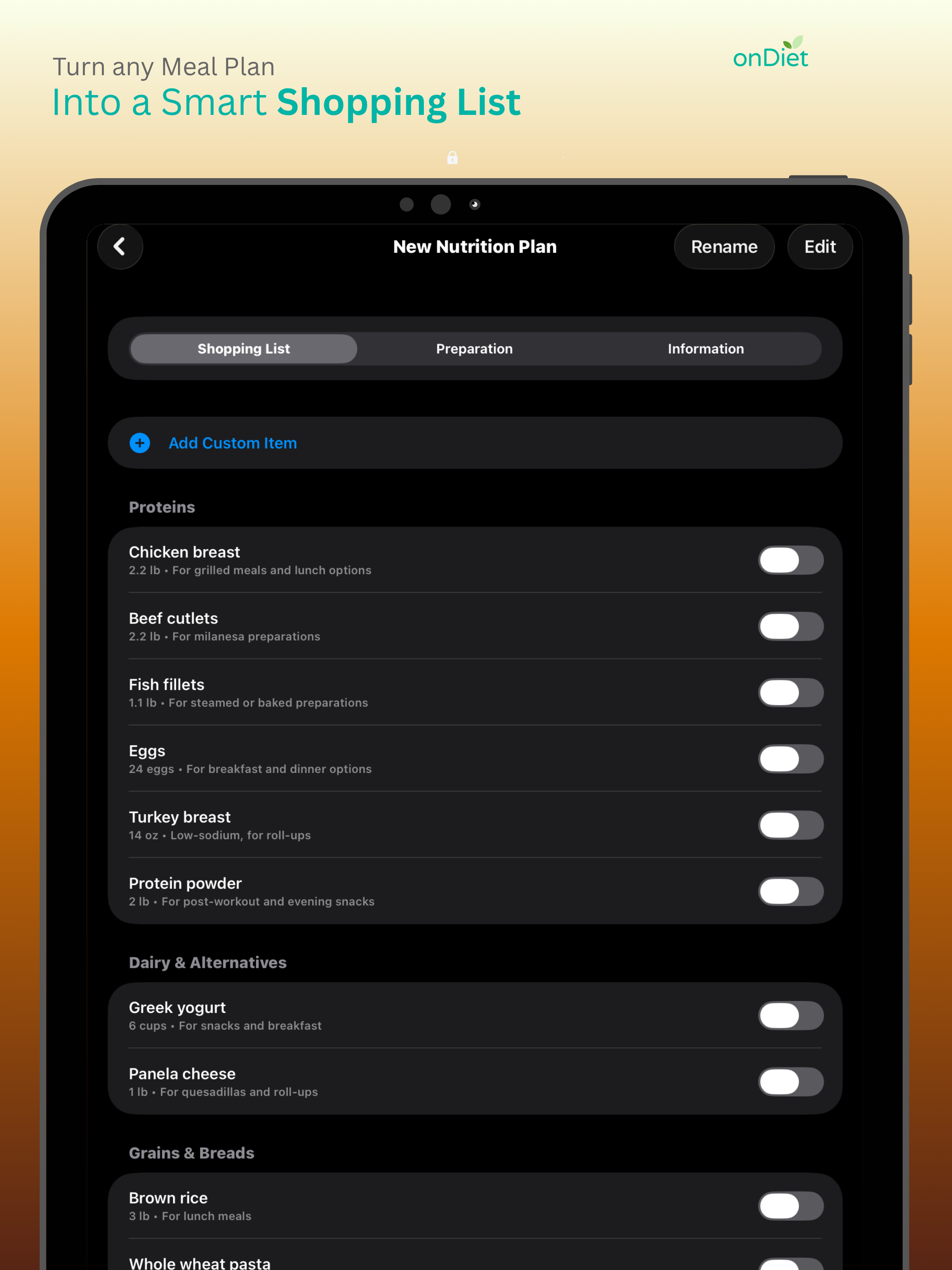 OnDiet AI iPad screenshot one