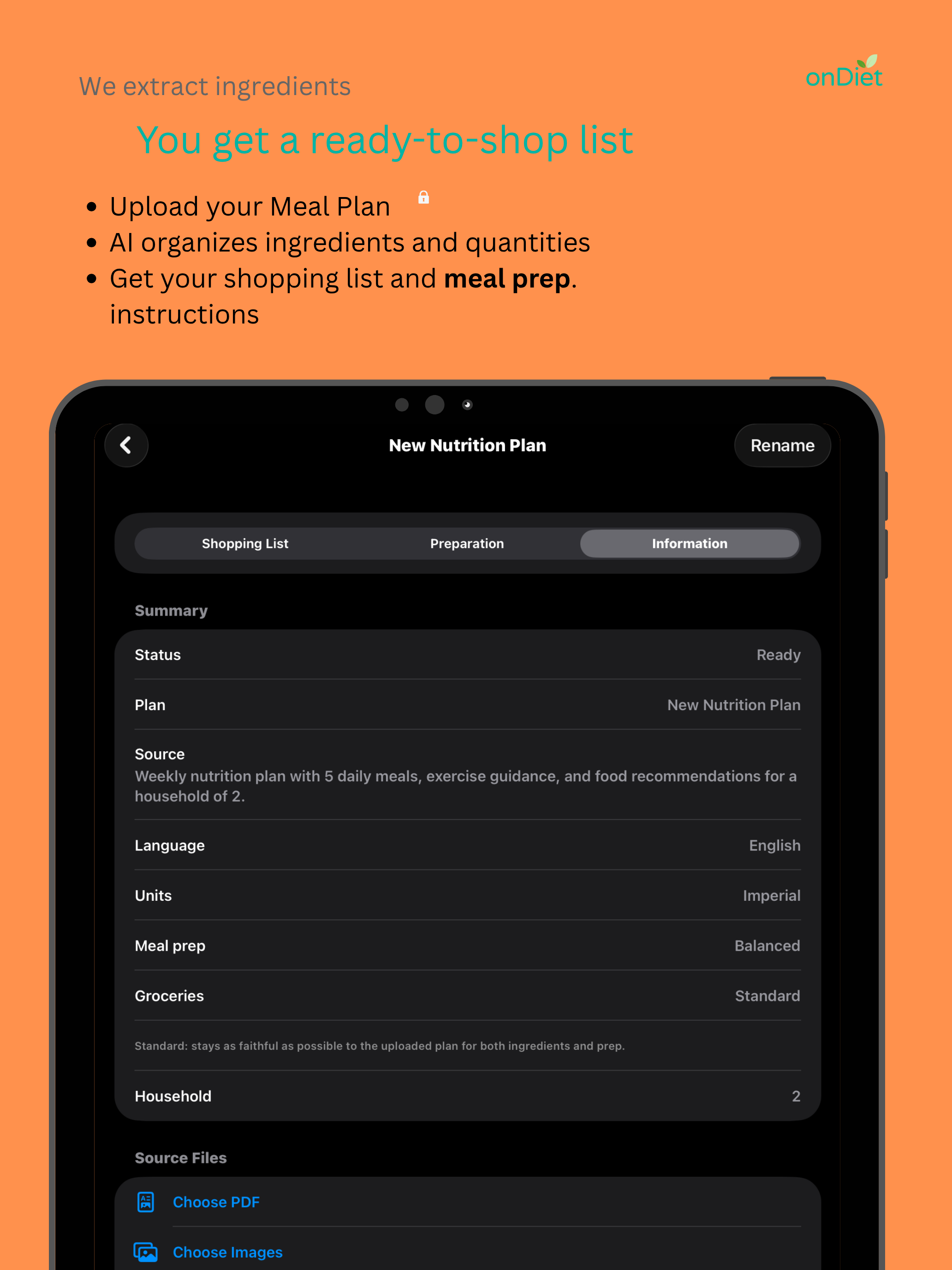 OnDiet AI iPad screenshot two